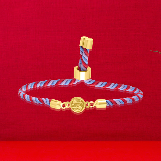 18K Pure Gold Multi Color Thread Coin Bracelet