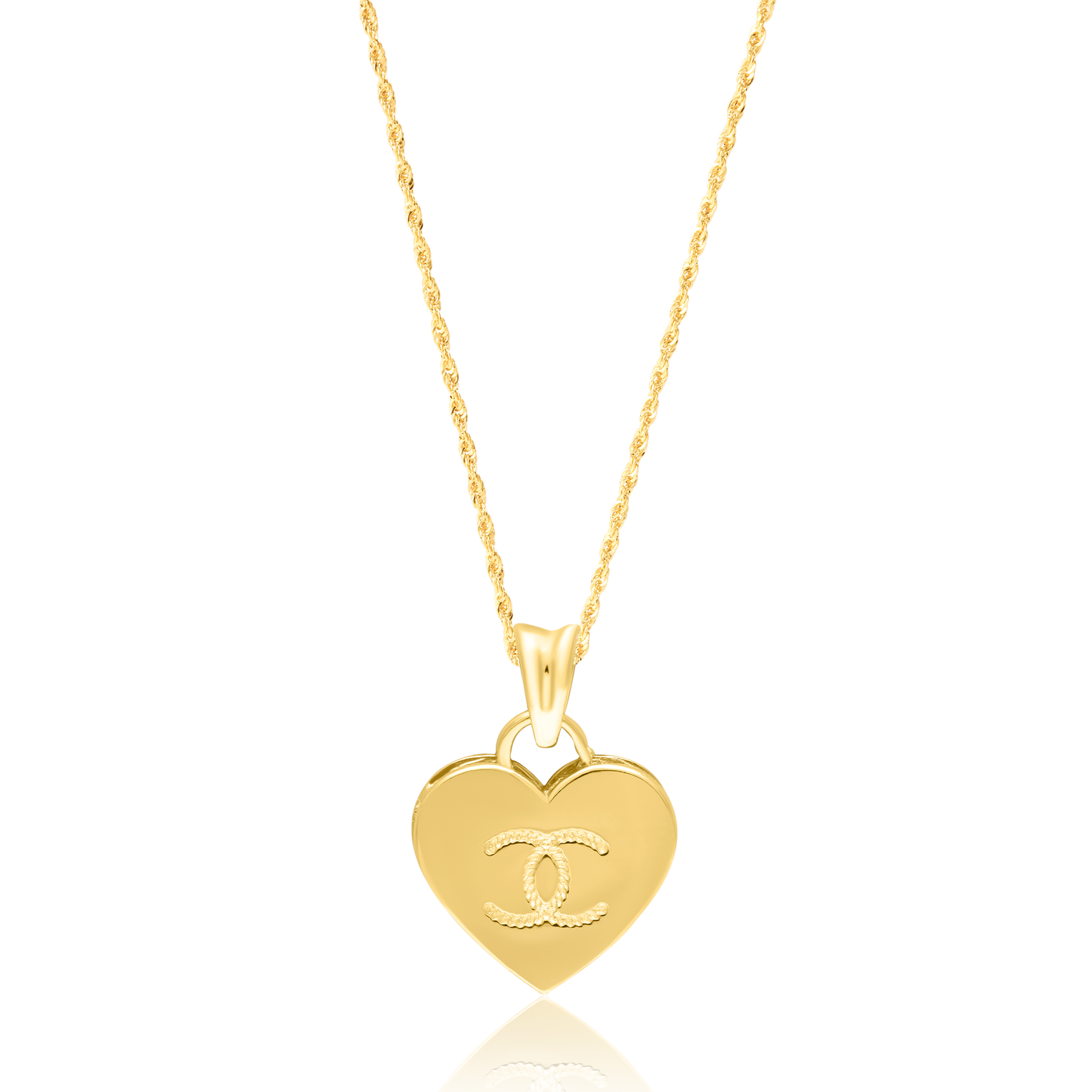 18K Pure Gold Heart C.H Necklace