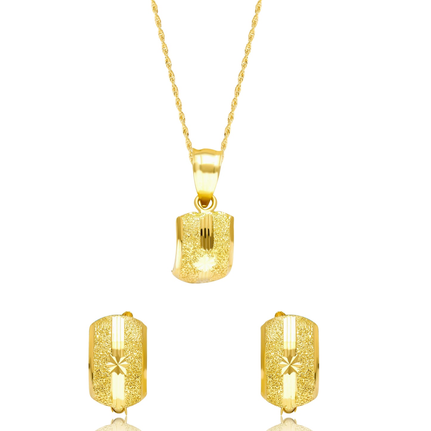 18K Pure Gold Half Curved Clip Jewelry Set