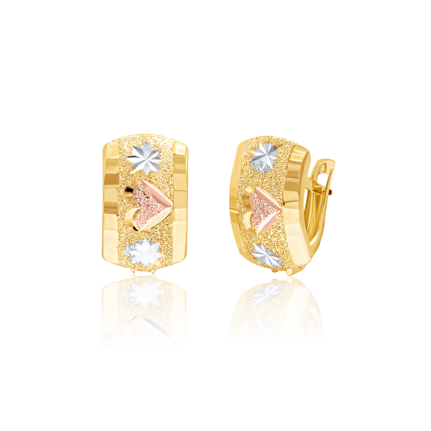 18K Pure Gold Curved Clip Earring Set