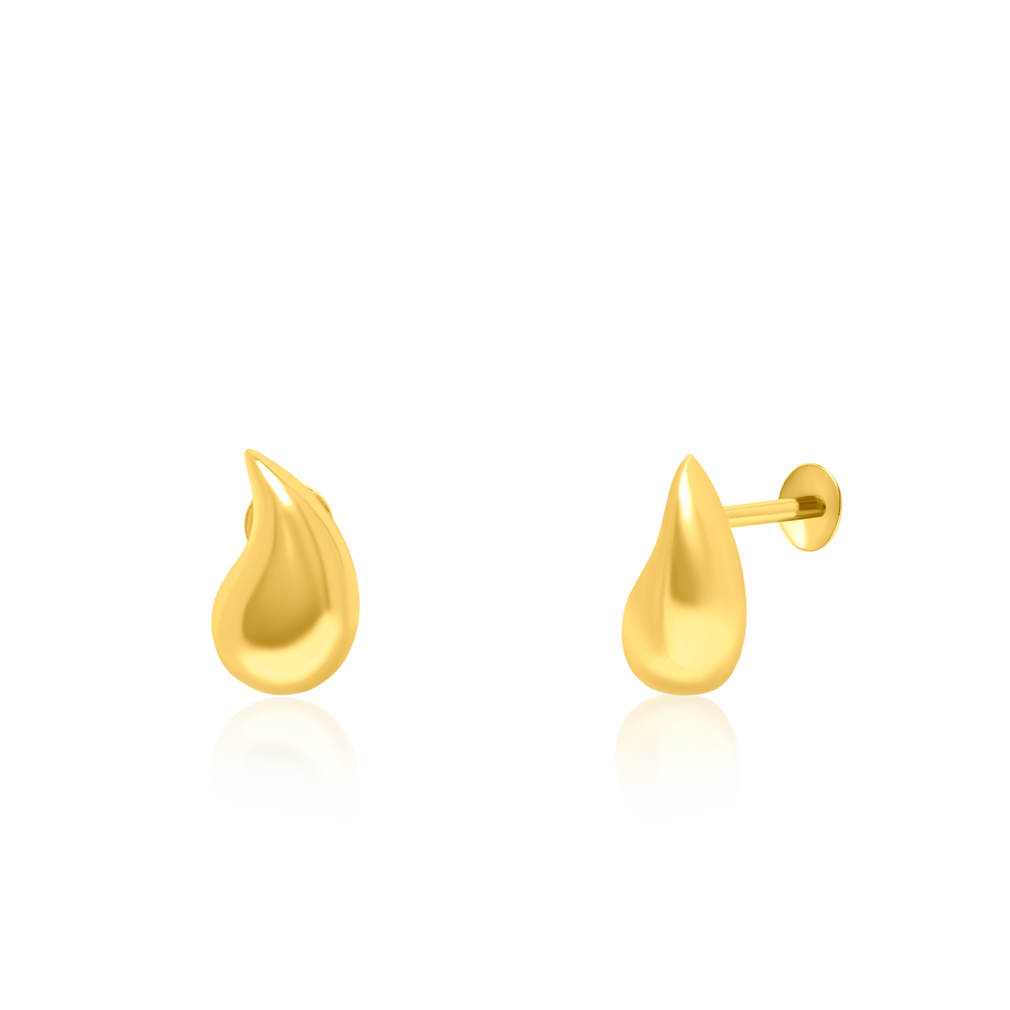 18K Pure Gold Rain Drop Screw Earring Set