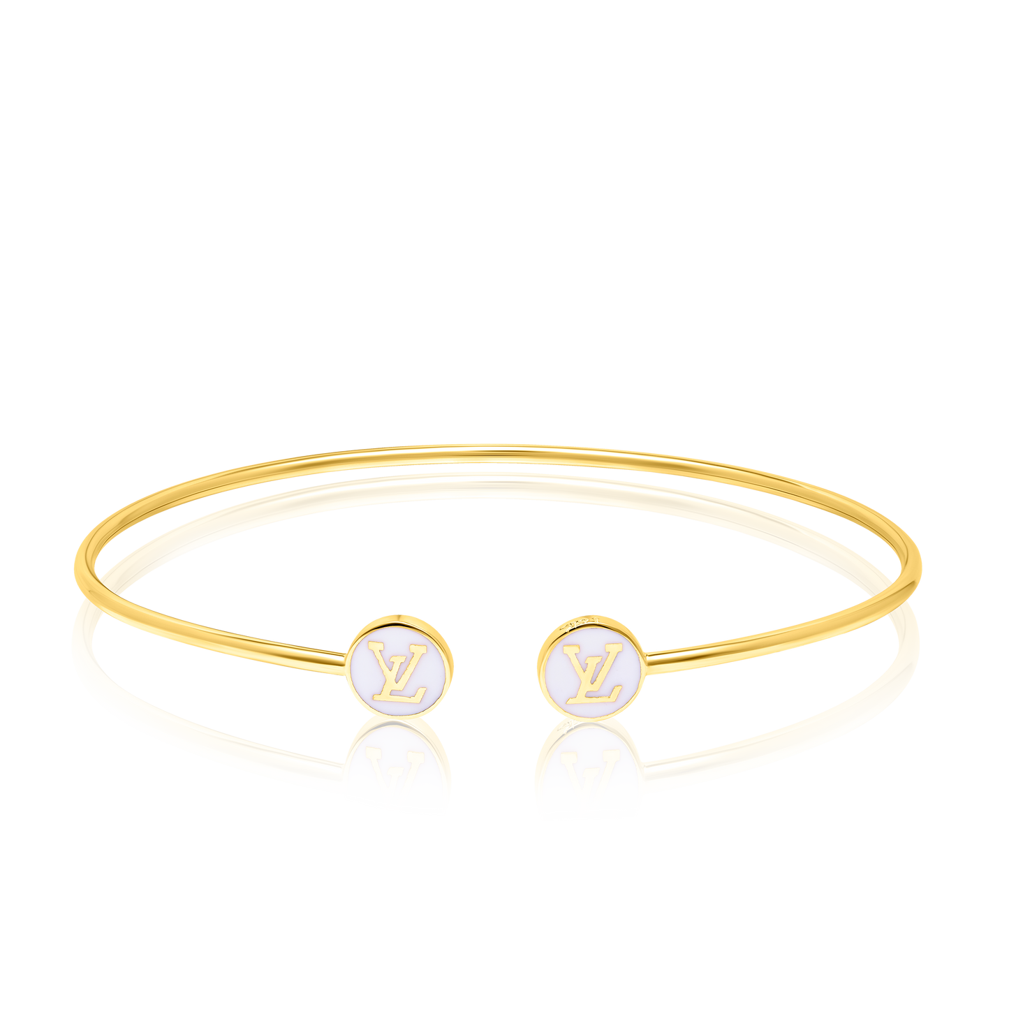 18K Pure Gold Elegant White L.V Bangle