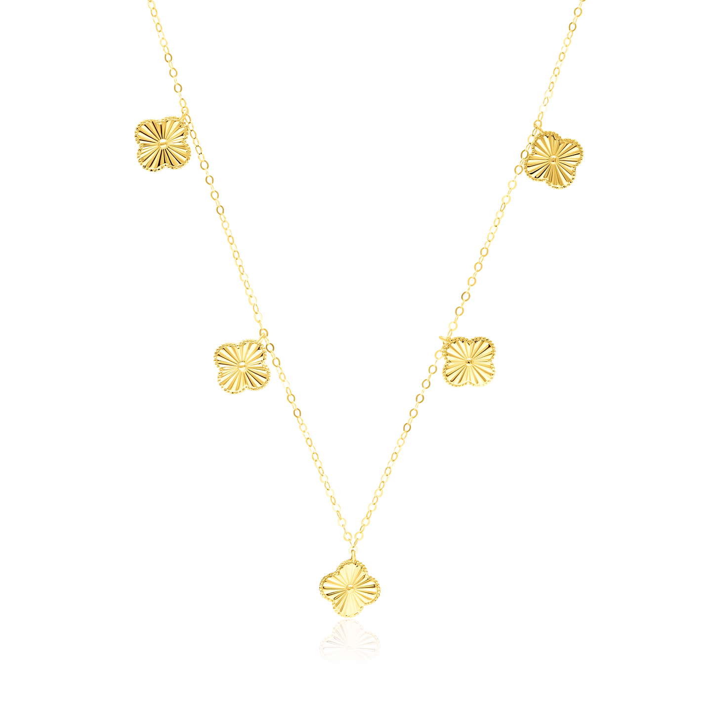 18K Pure Gold Hanging Flower Necklace