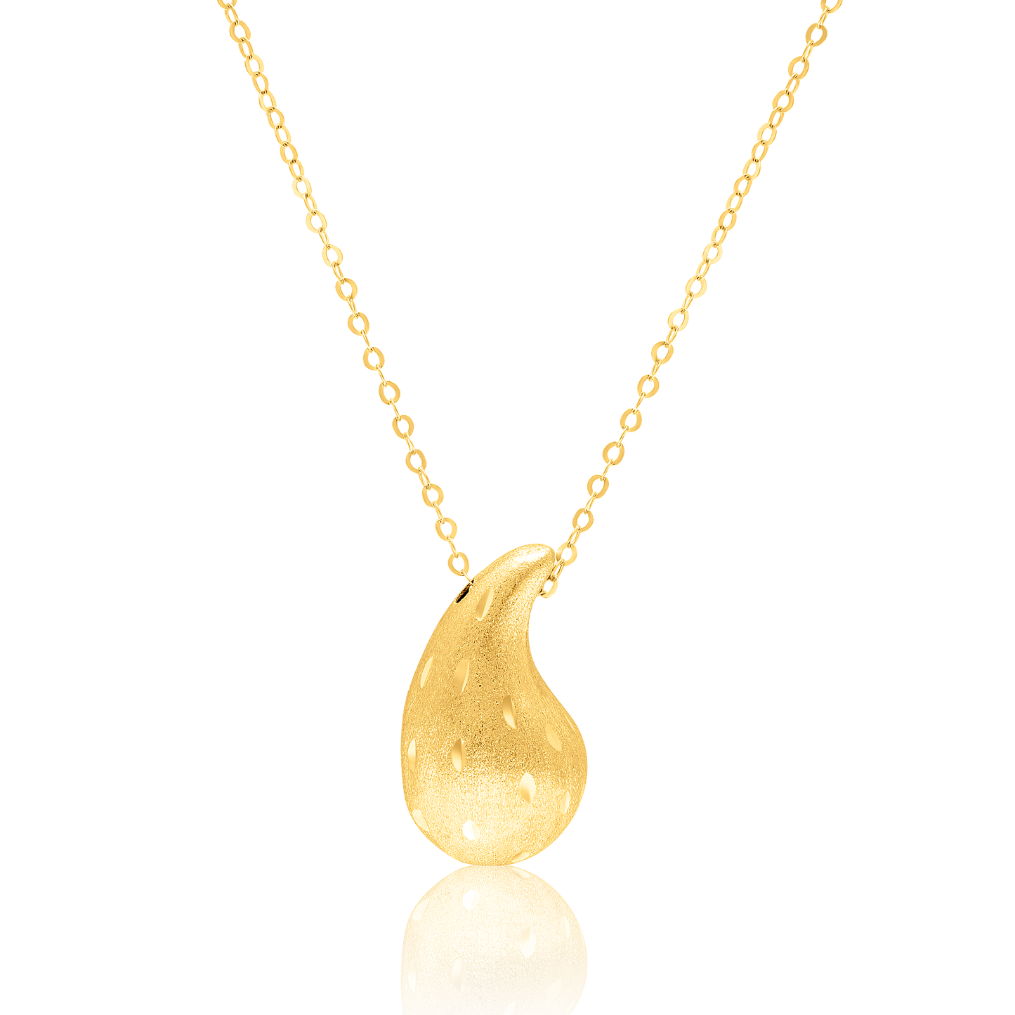 18K Pure Gold Curved Drop Necklace