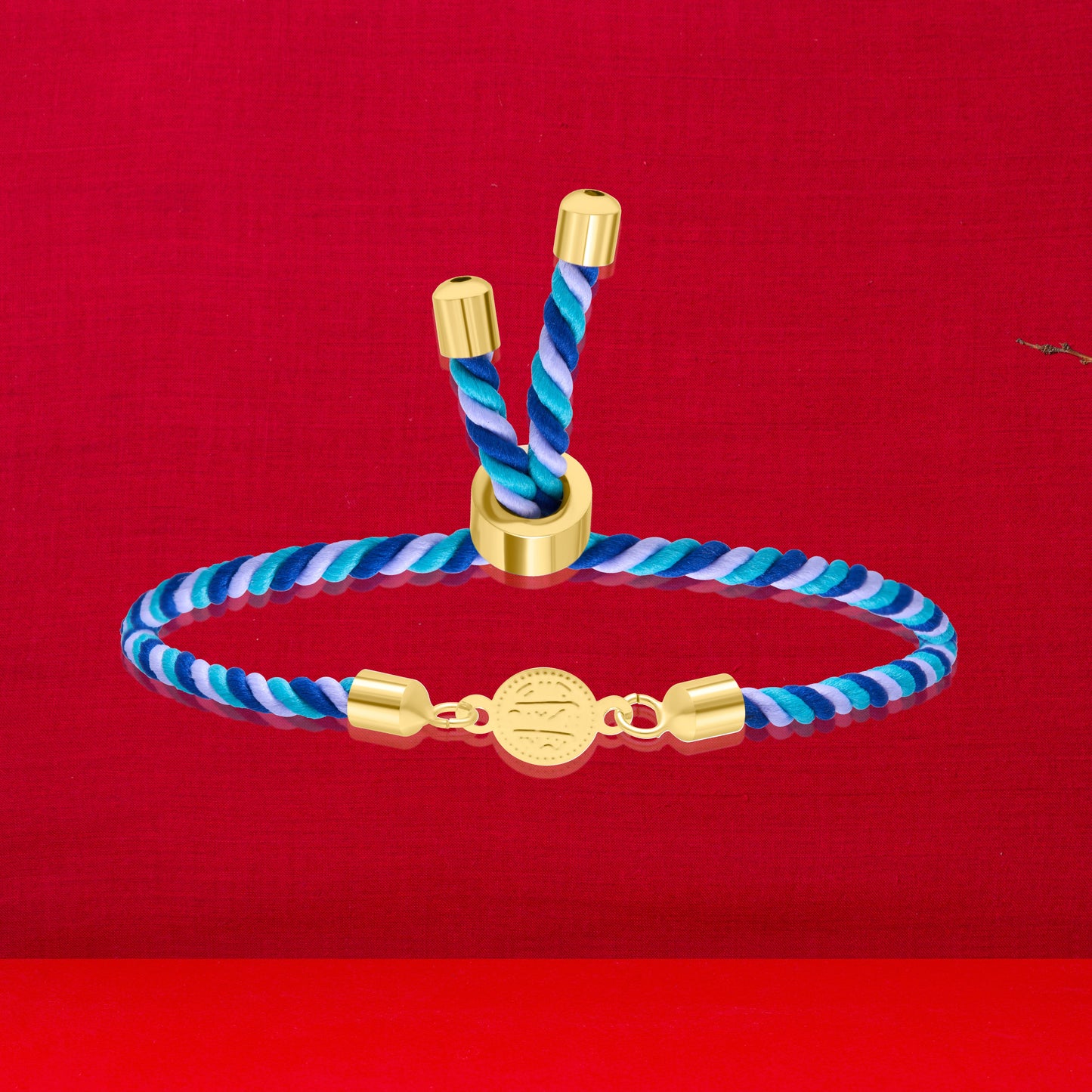 18K Pure Gold Multi Color Thread Coin Bracelet