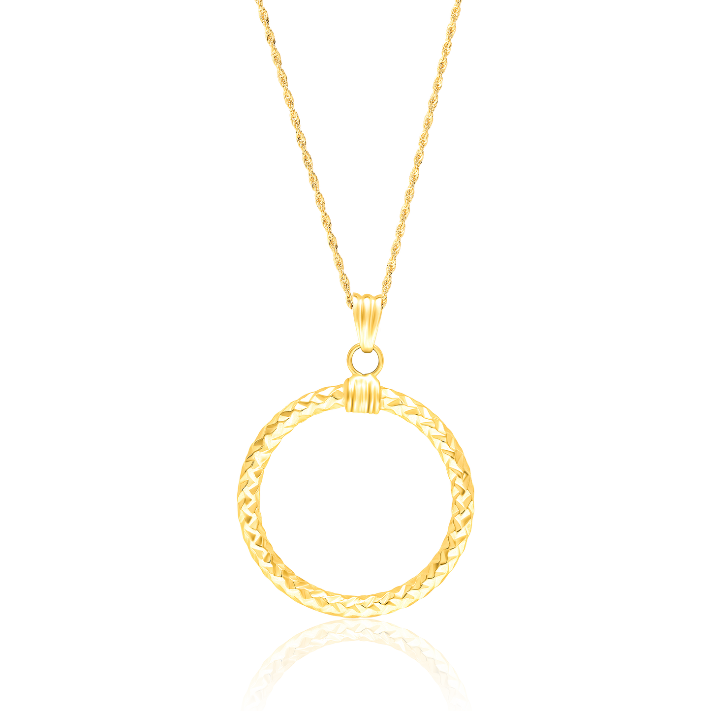 18K Pure Gold Round Necklace