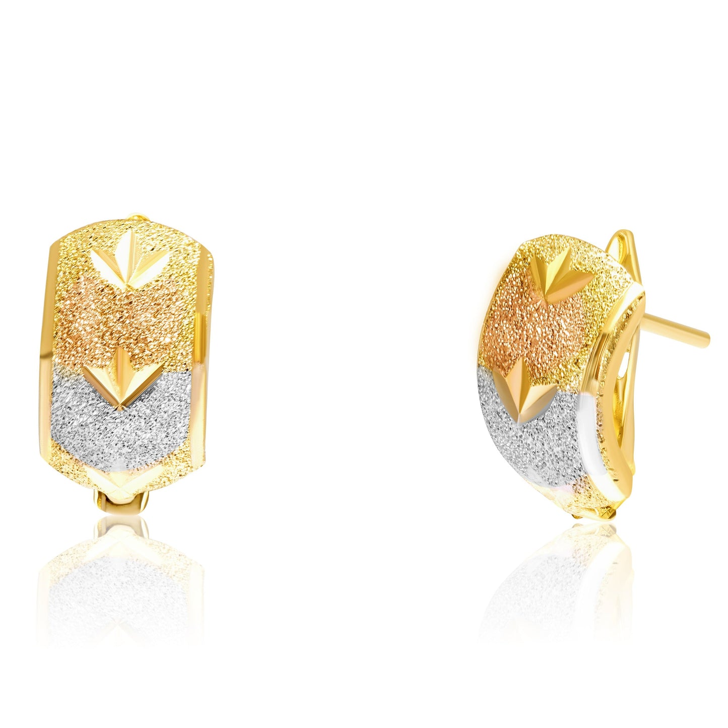 18K Pure Gold Half Curved Clip Earring Set