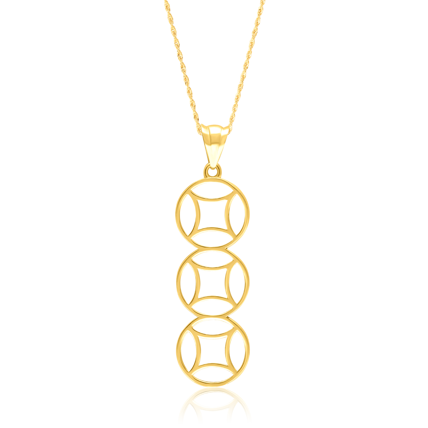 18K Pure Gold Hanging Round Necklace