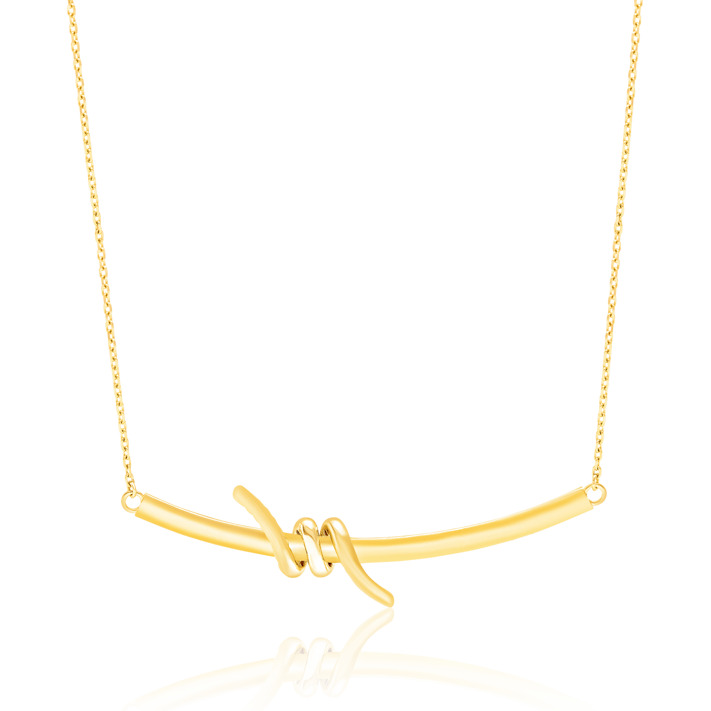 18K Pure Gold Twisted Knot Necklace