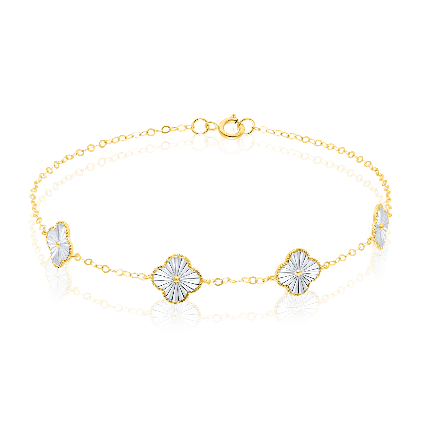 18K Pure Gold V.C White Flower Bracelet