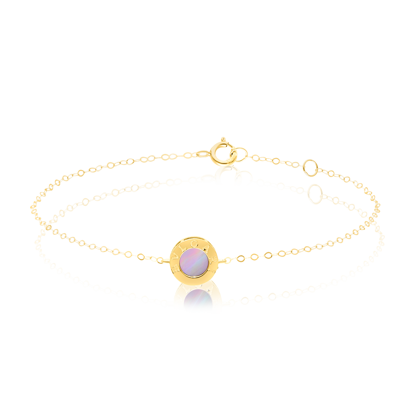 18K Pure Gold Round Pink Bracelet