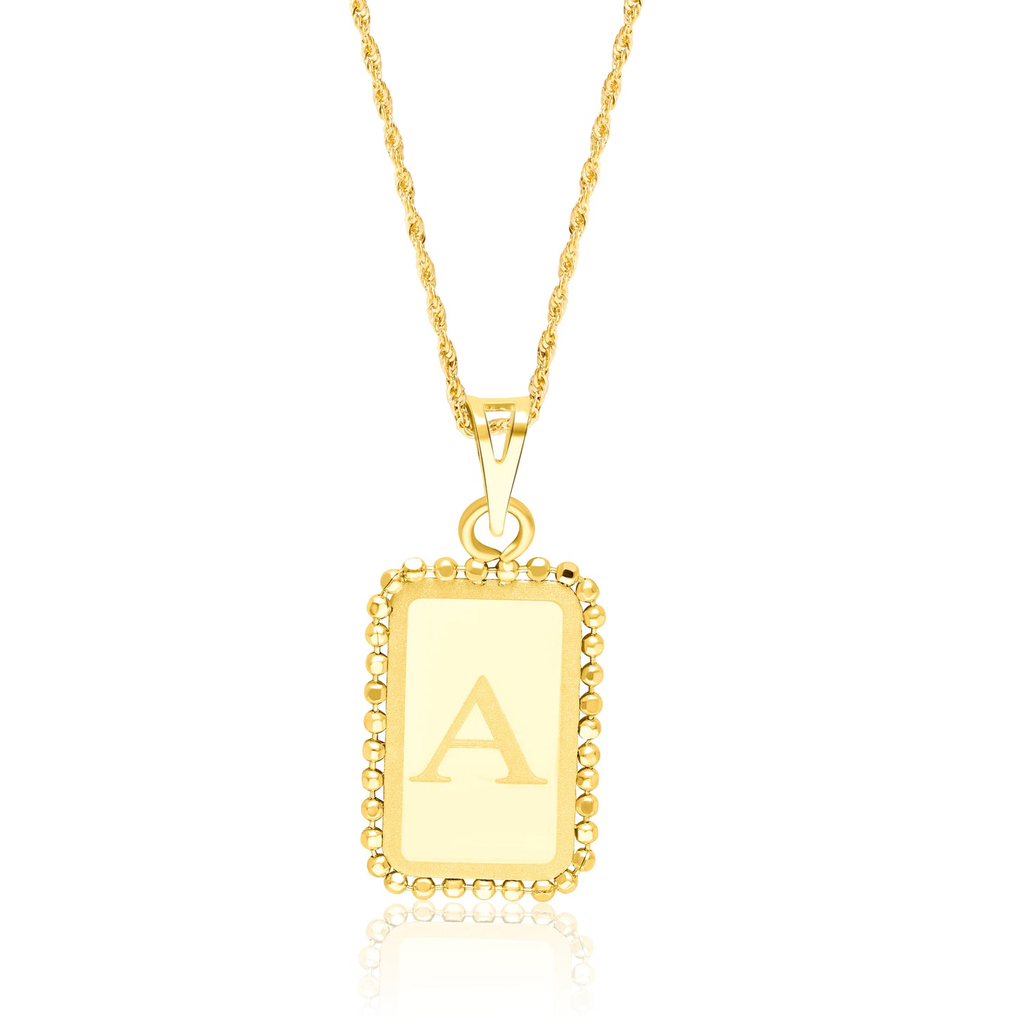 18K Pure Gold Letter A Seed Necklace