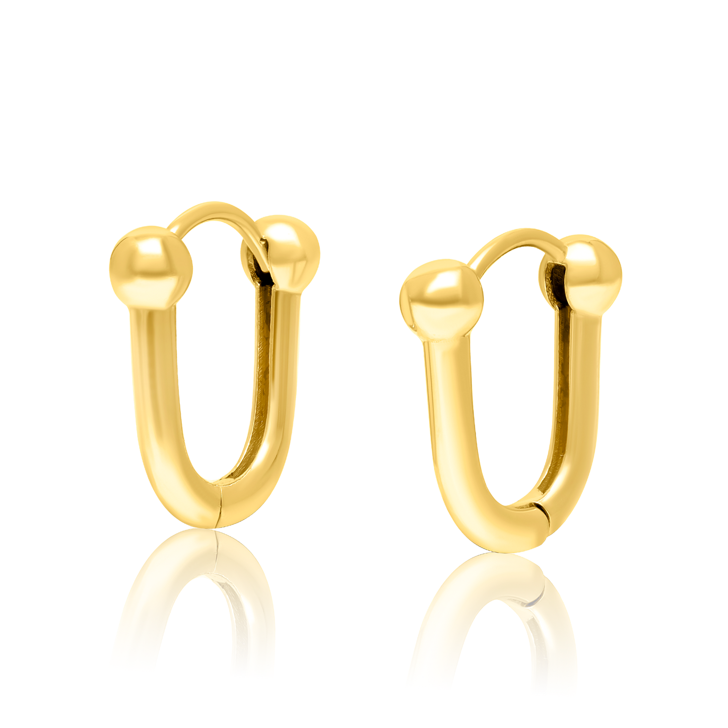 18K Pure Gold U-Linked Earring Set
