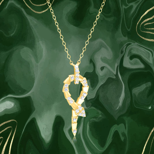 18K Pure Gold Snake Stone Necklace