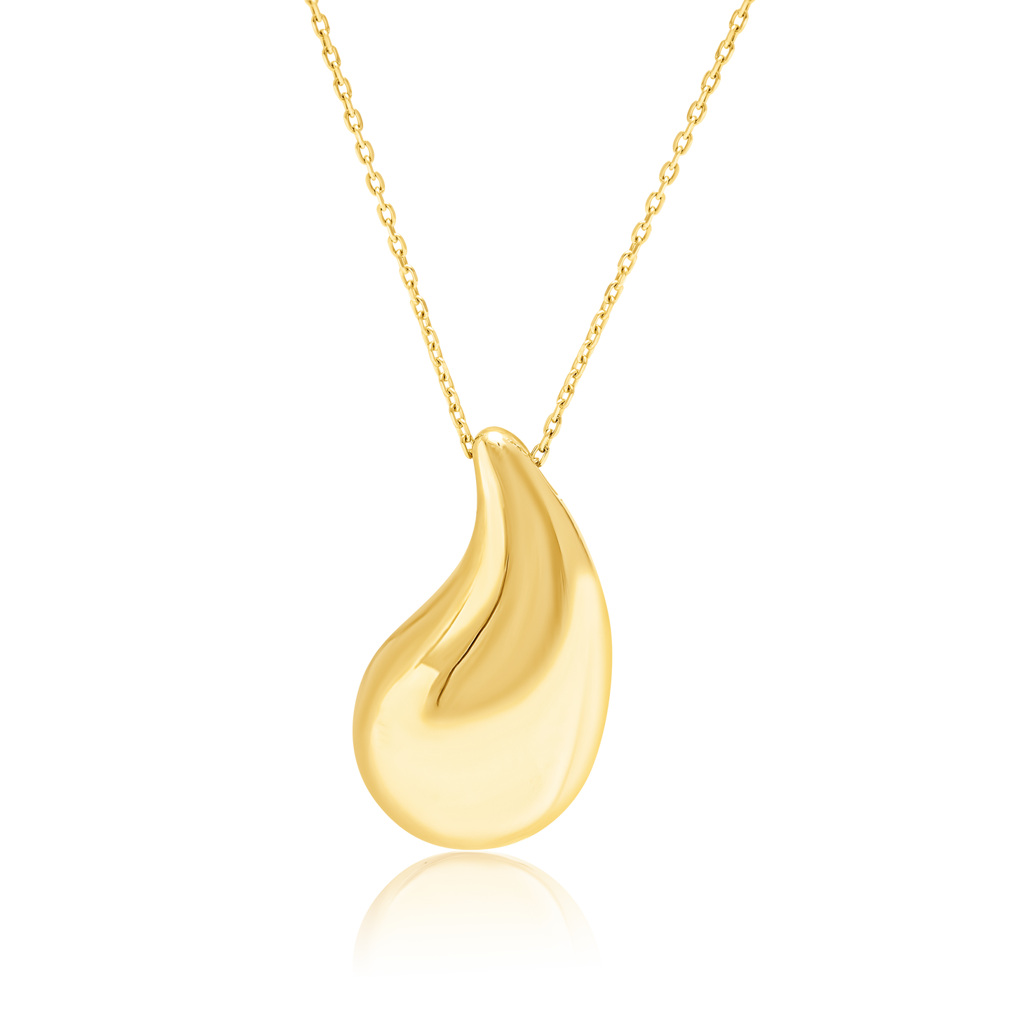 18K Pure Gold Curved Drop Necklace