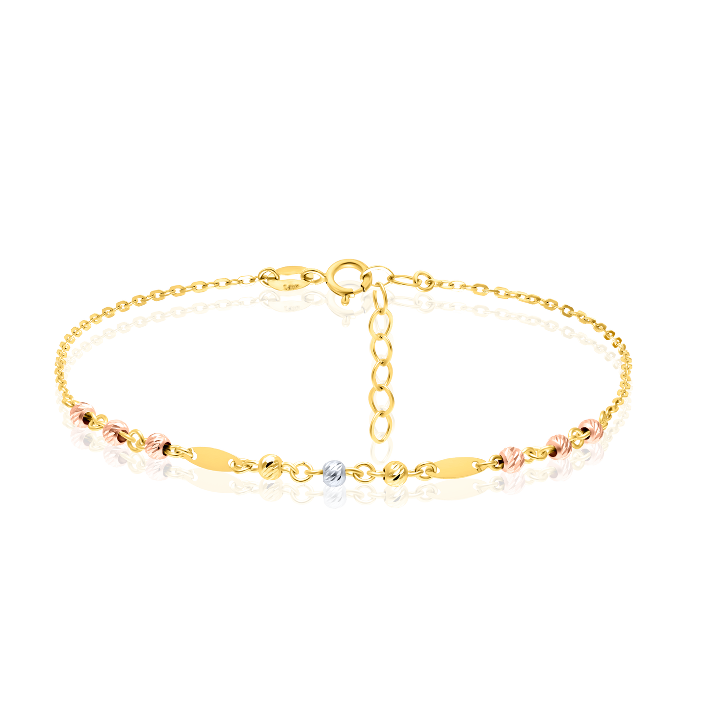 18K Pure Gold 3 Color Seed Bracelet