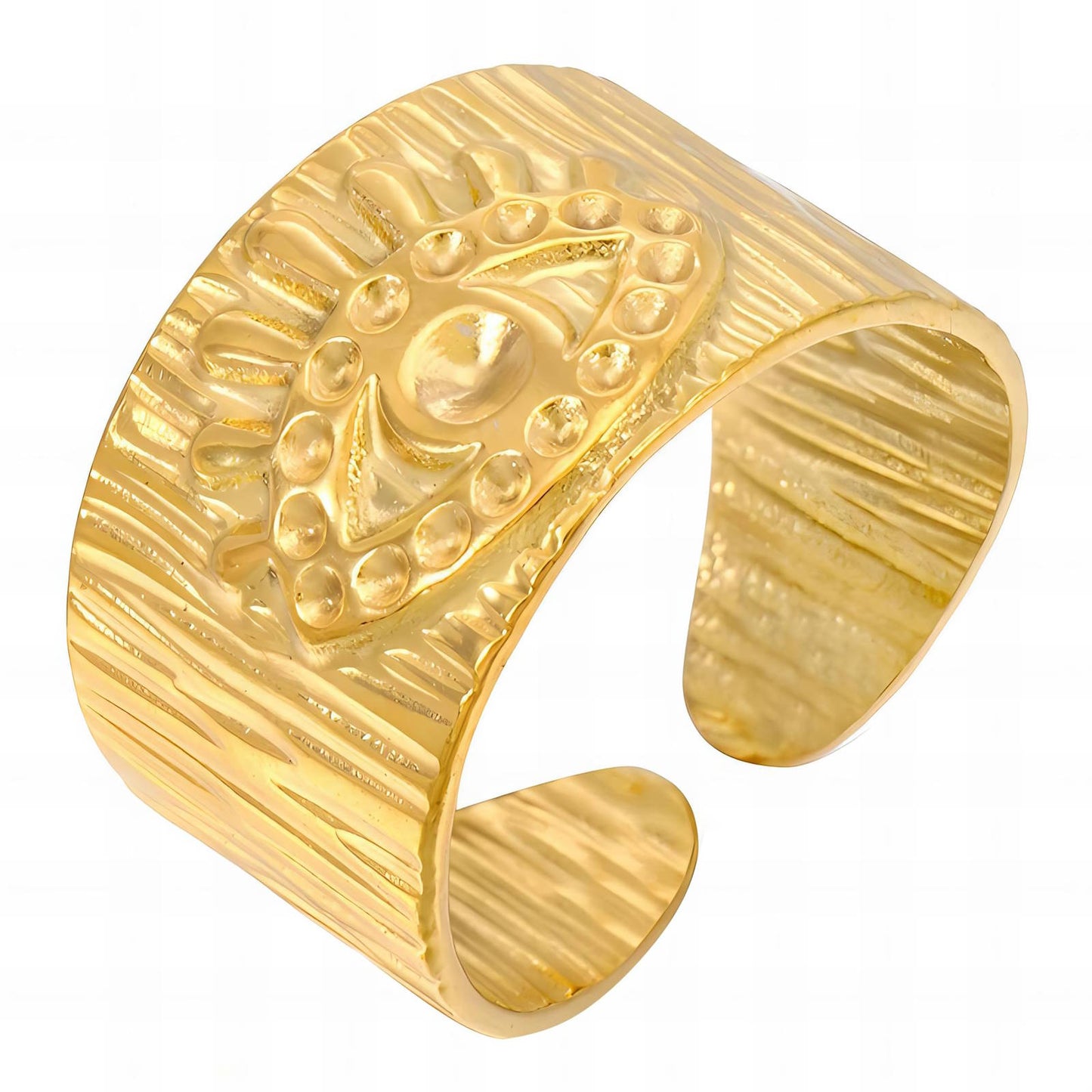 Evil Eye Ring, 18K Gold Plated Steel