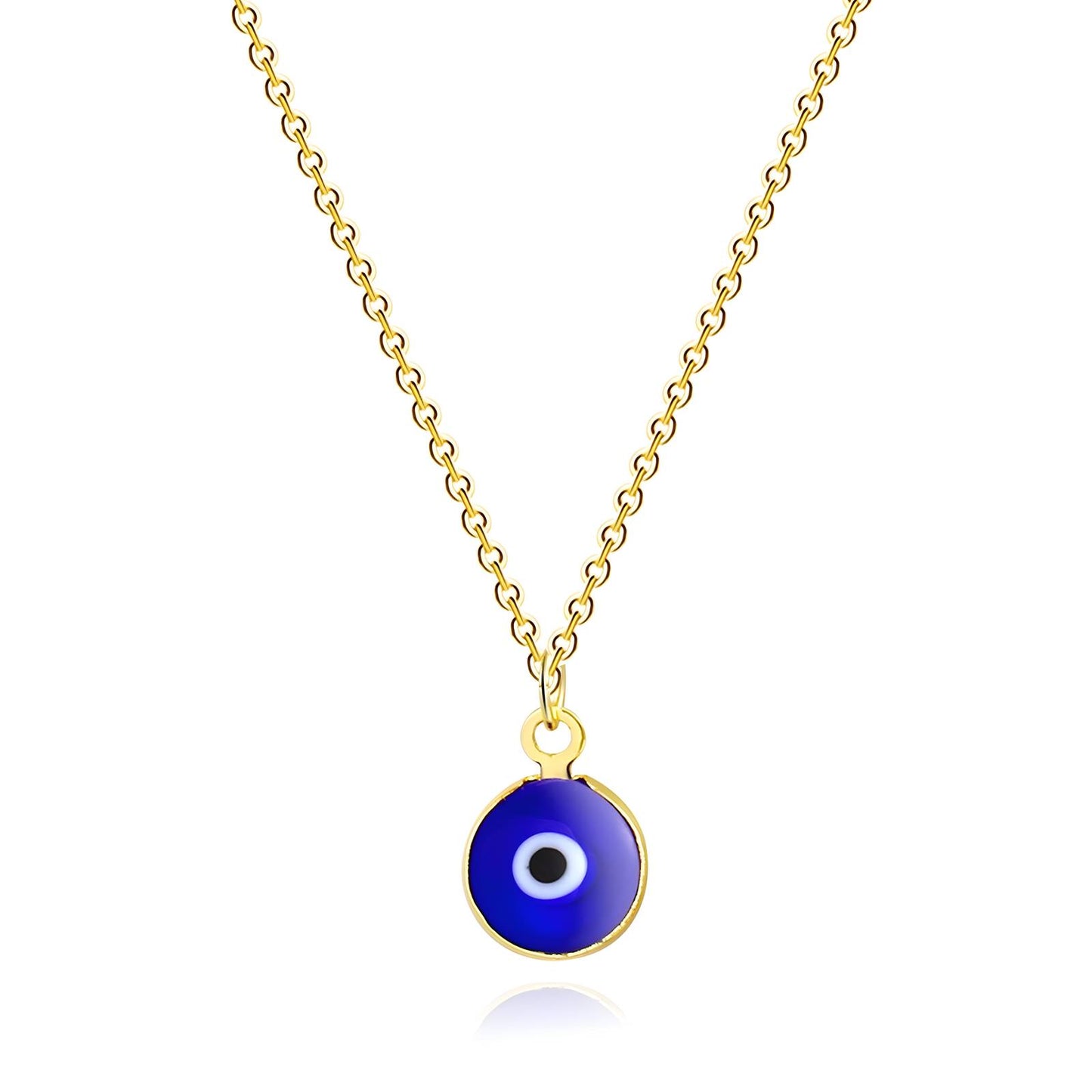 Evil Eye Necklace, 18K Gold Plated Steel