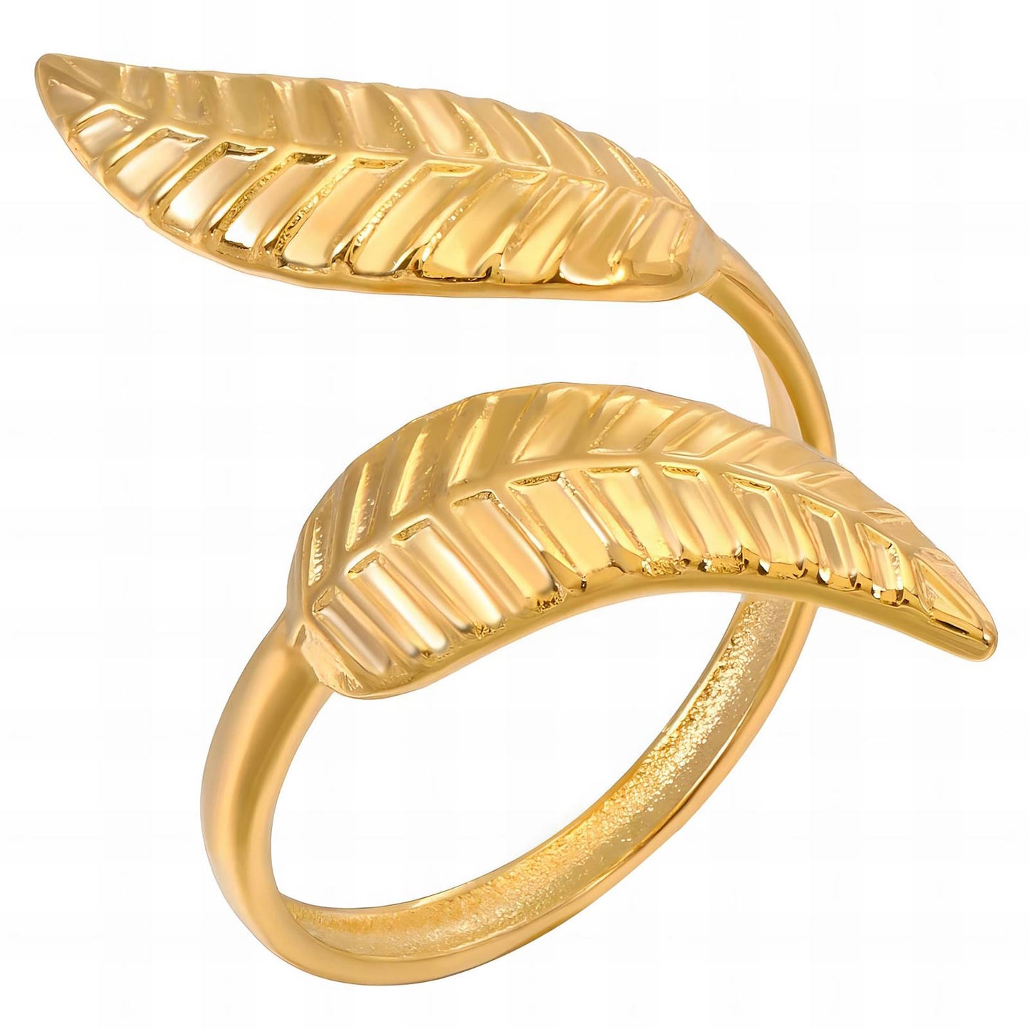 Leaves Ring, 18K Gold Plated Steel