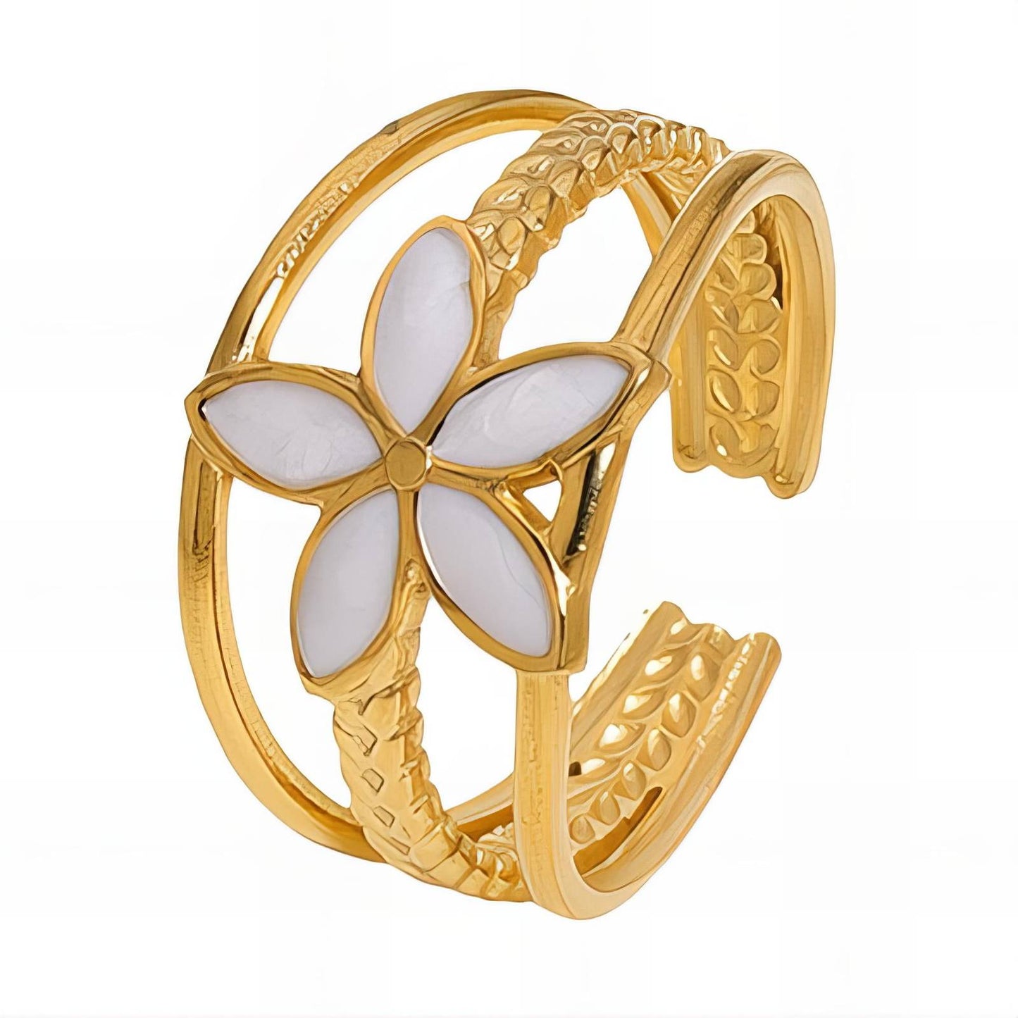 Flower Ring, 18K Gold Plated Steel