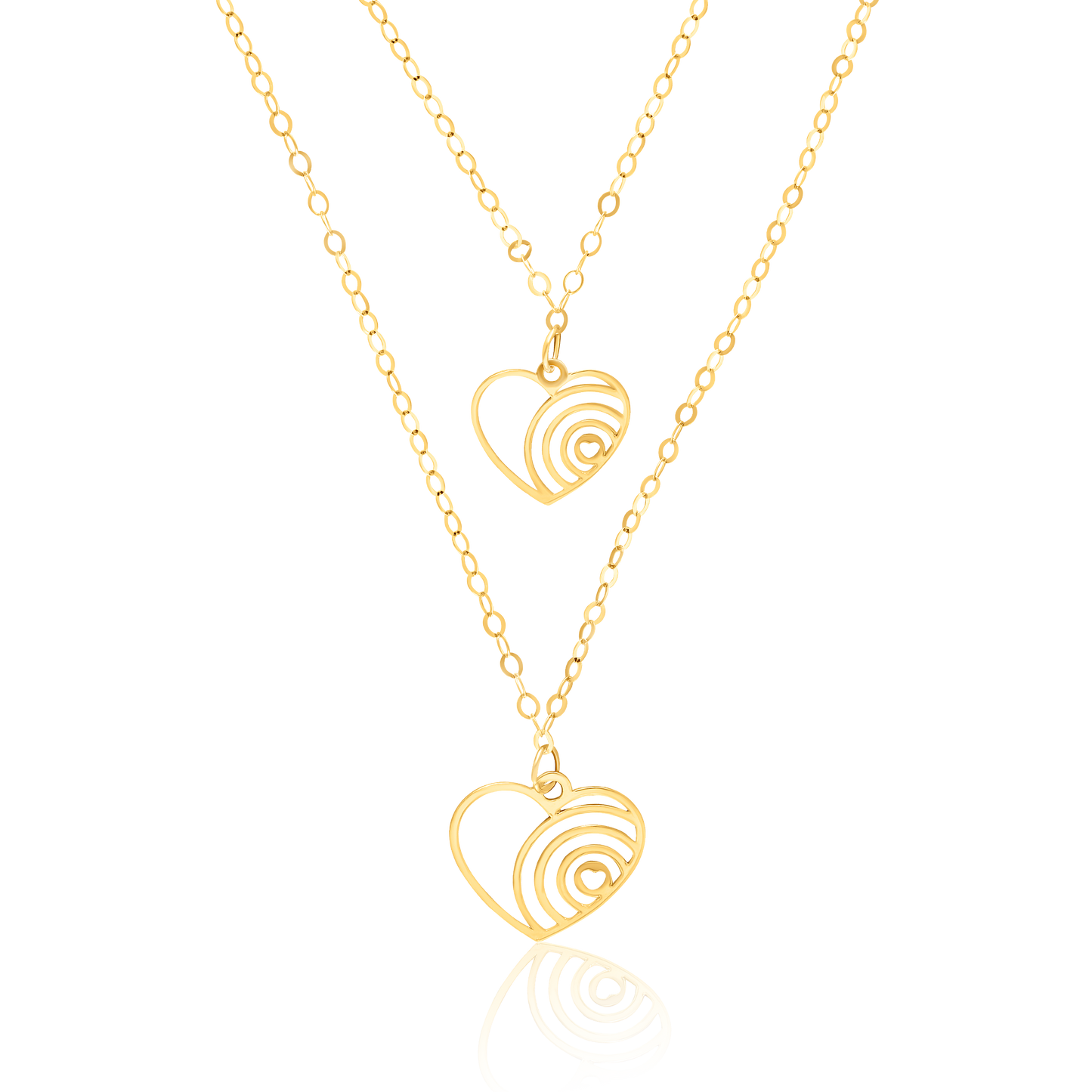 18K Pure Gold 2 Layer Heart Necklace