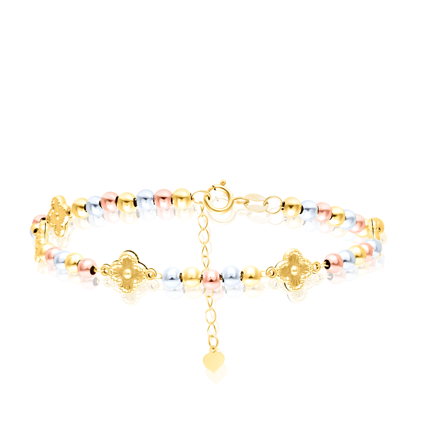 18K Pure Gold 3 Color Seed Flower Bracelet