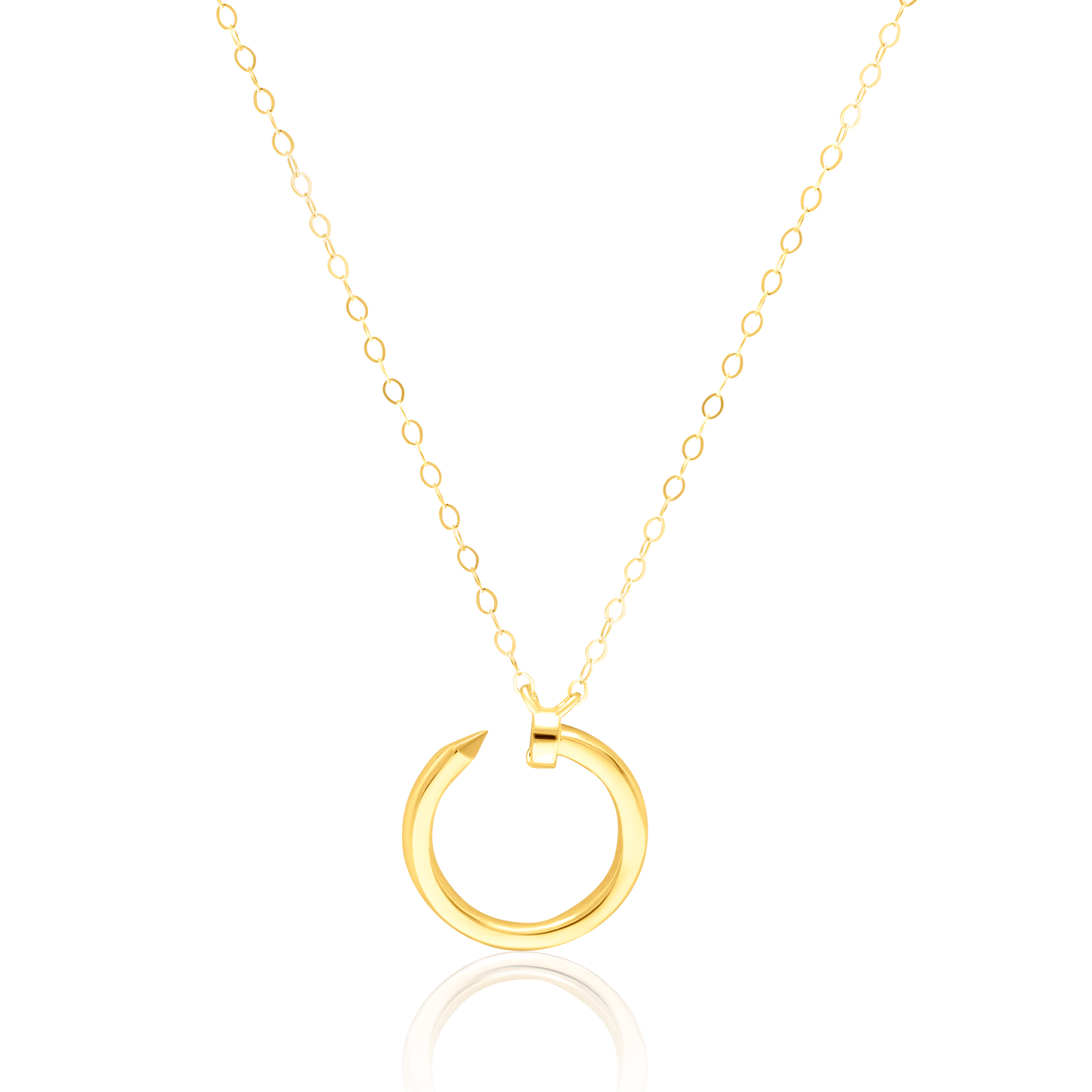 18K Pure Gold Curved Nail Necklace
