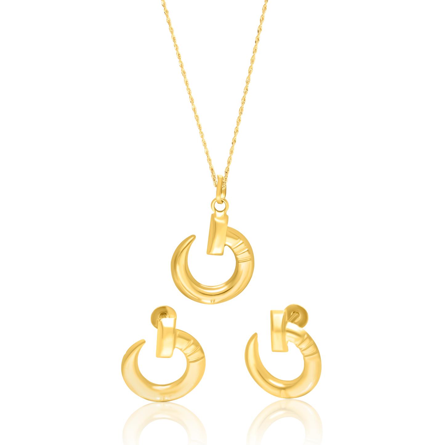 18K Pure Gold Curved Nail Screw Jewelry Set