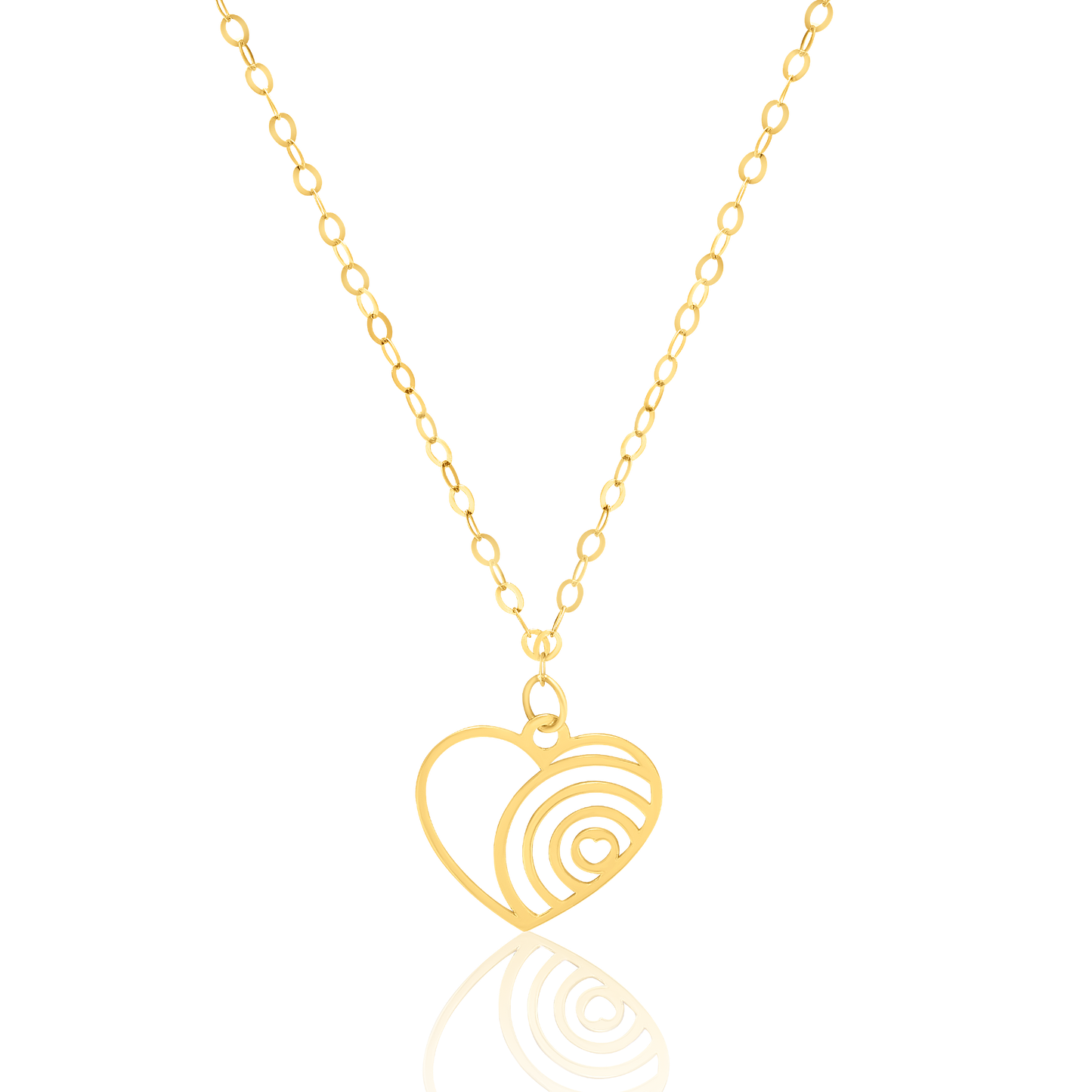 18K Pure Gold Heart Necklace