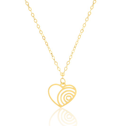 18K Pure Gold Heart Necklace