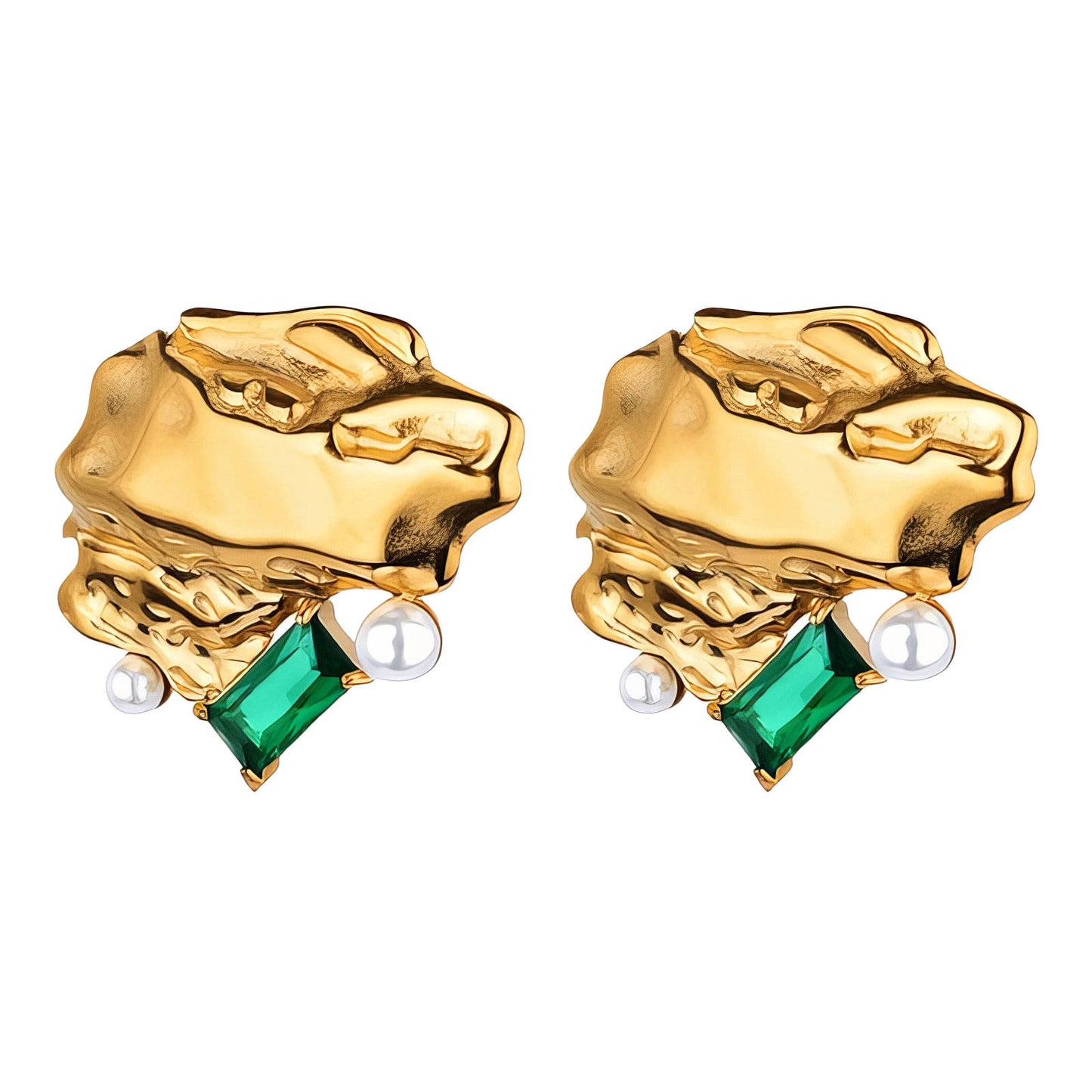 Earrings, 18K Gold Plated Brass