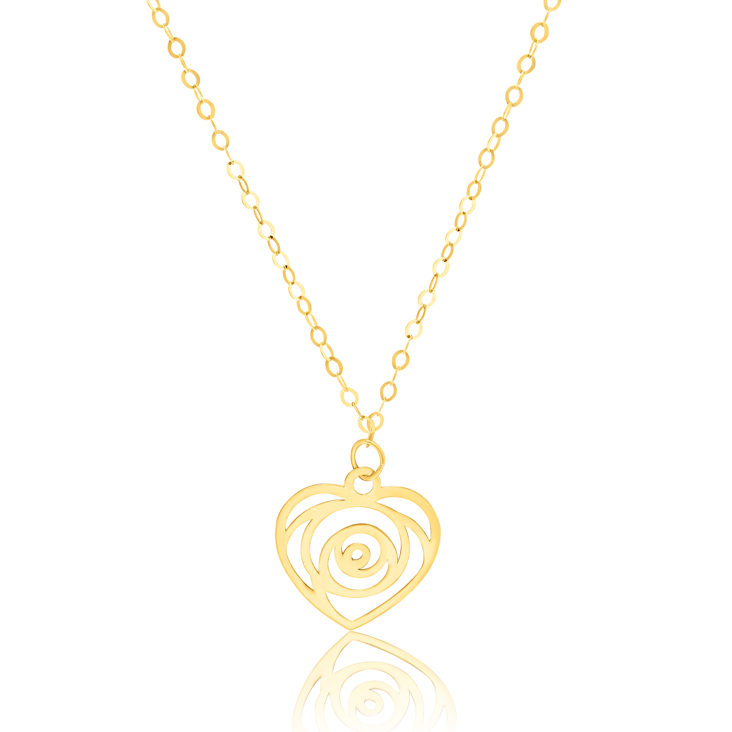 18K Pure Gold Heart Necklace