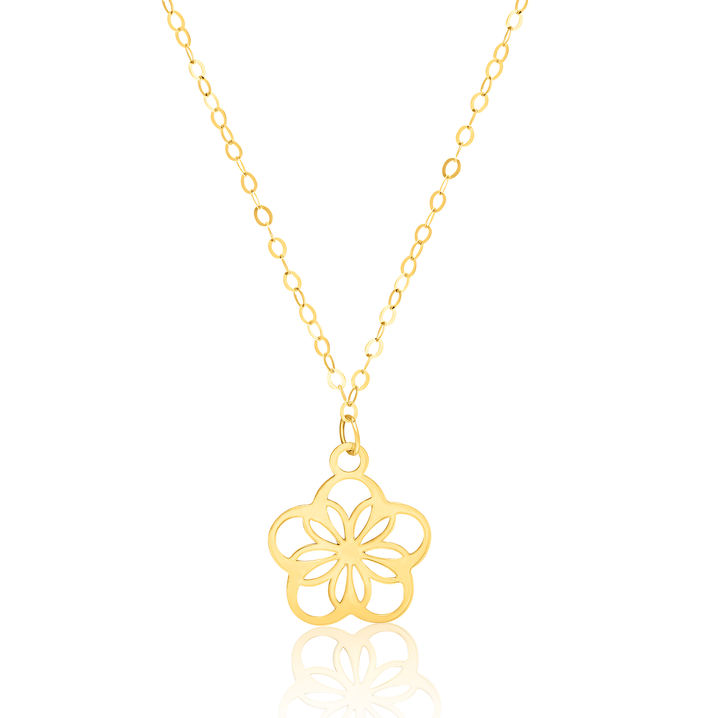 18K Pure Gold Flower Necklace