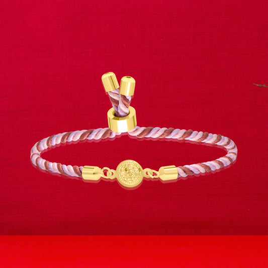 18K Pure Gold Multi Color Thread Coin Bracelet