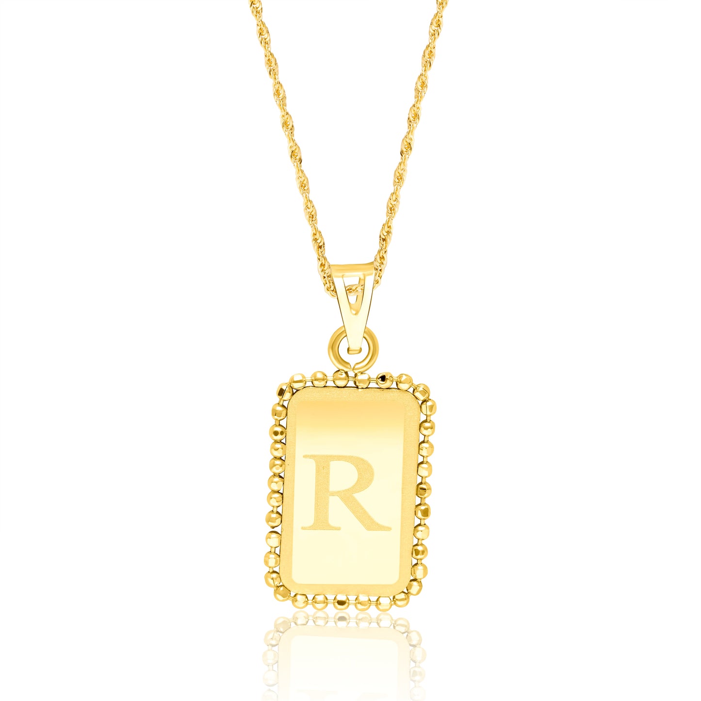 18K Pure Gold Letter R Seed Necklace