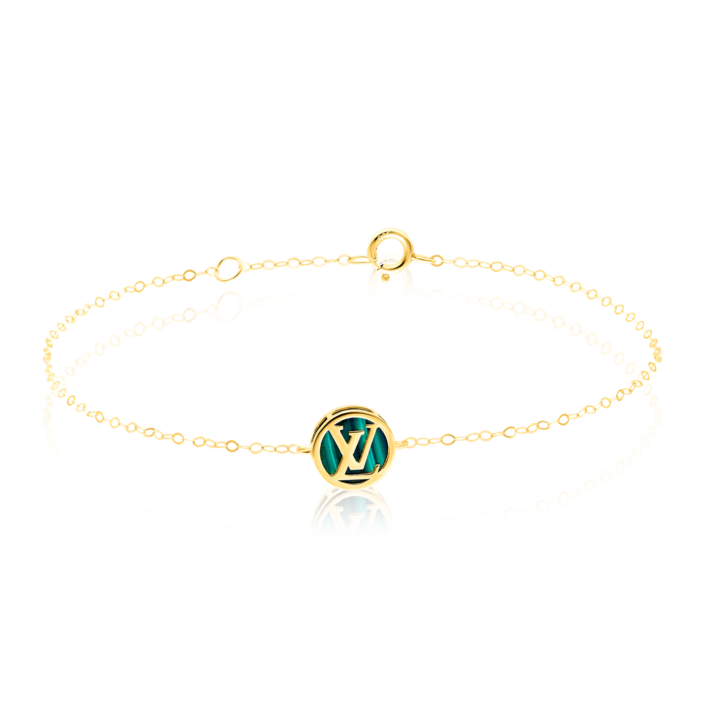 18K Pure Gold Round L.V Green Bracelet