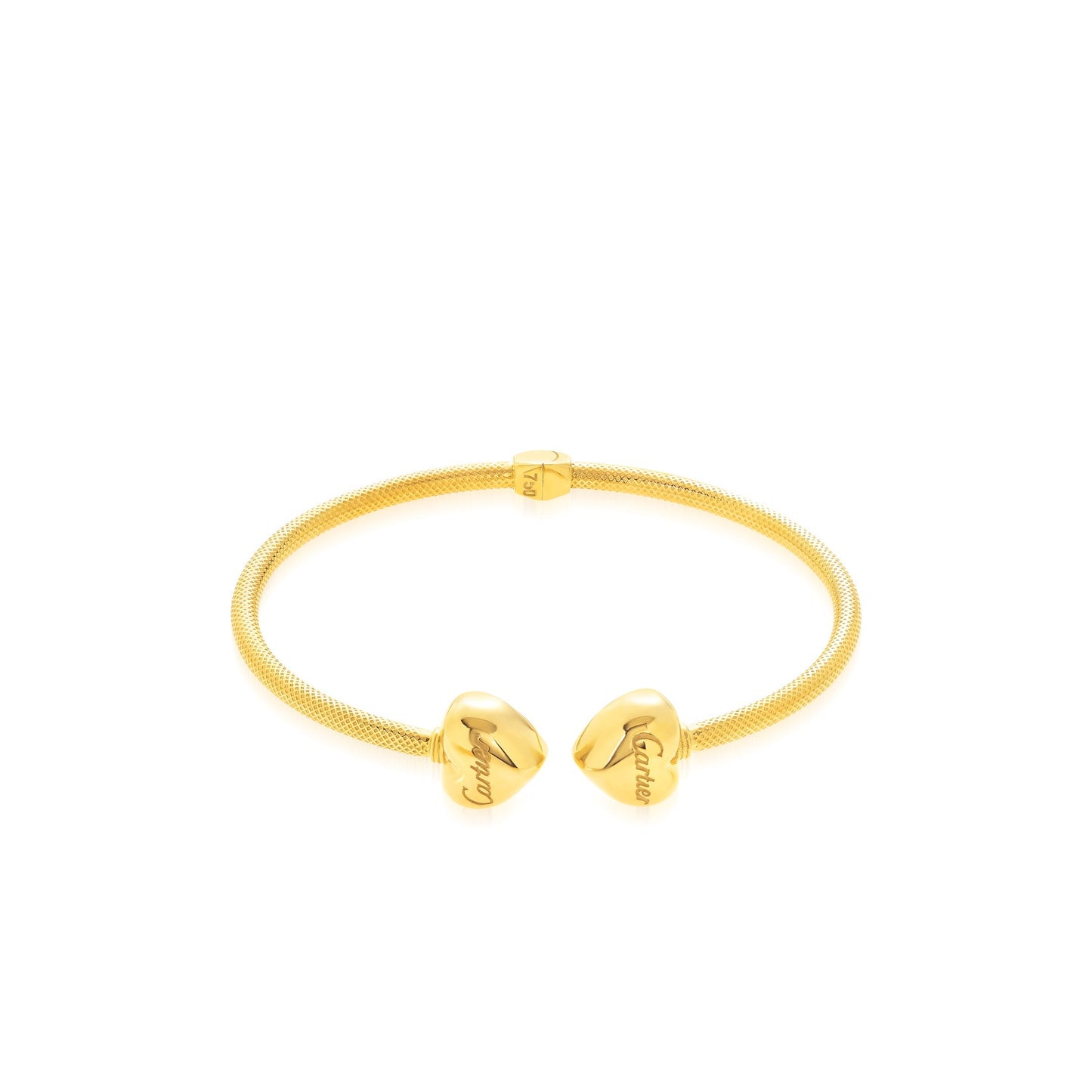 18K Pure Gold Elegant Heart Bangle