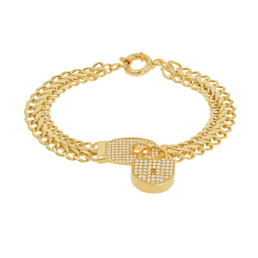 18K Pure Gold Elegant Thick Lock Bracelet