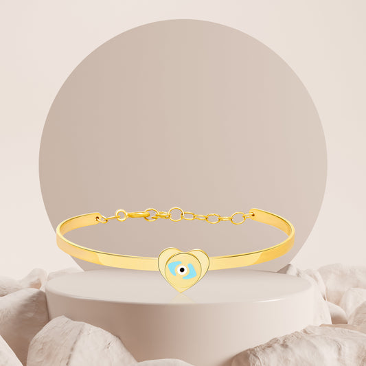 18K Pure Gold Heart Eye Kids Bangle