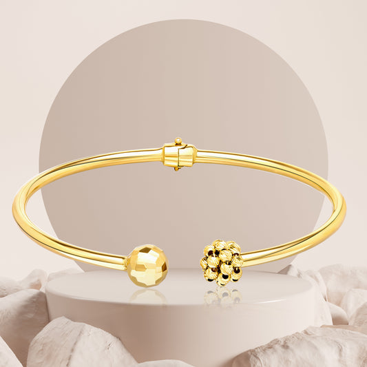 18K Pure Gold Ball Seeds Bangle