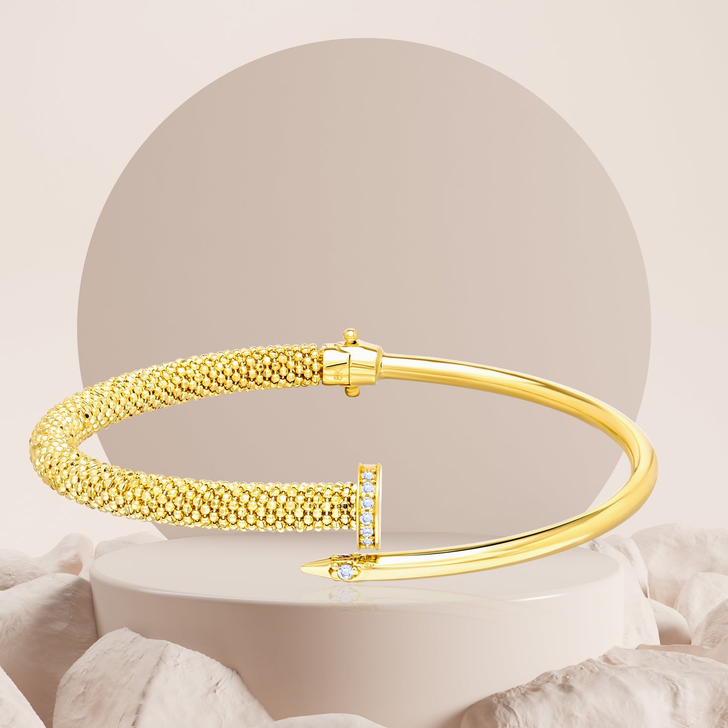 18K Pure Gold Nail Bangle