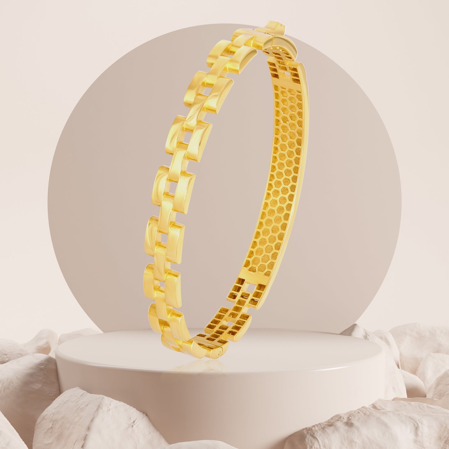 18K Pure Gold Elegant Thick Bangle