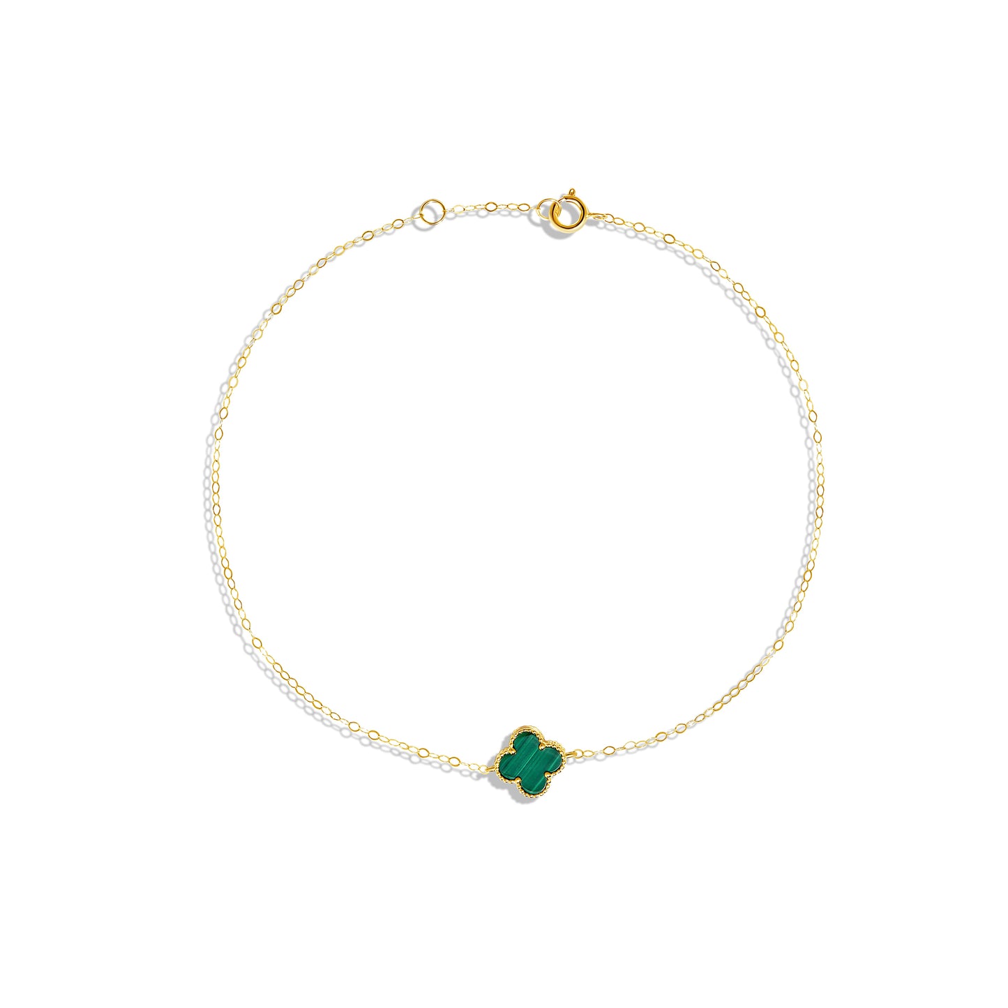 18K Pure Gold V.C Green Flower Bracelet
