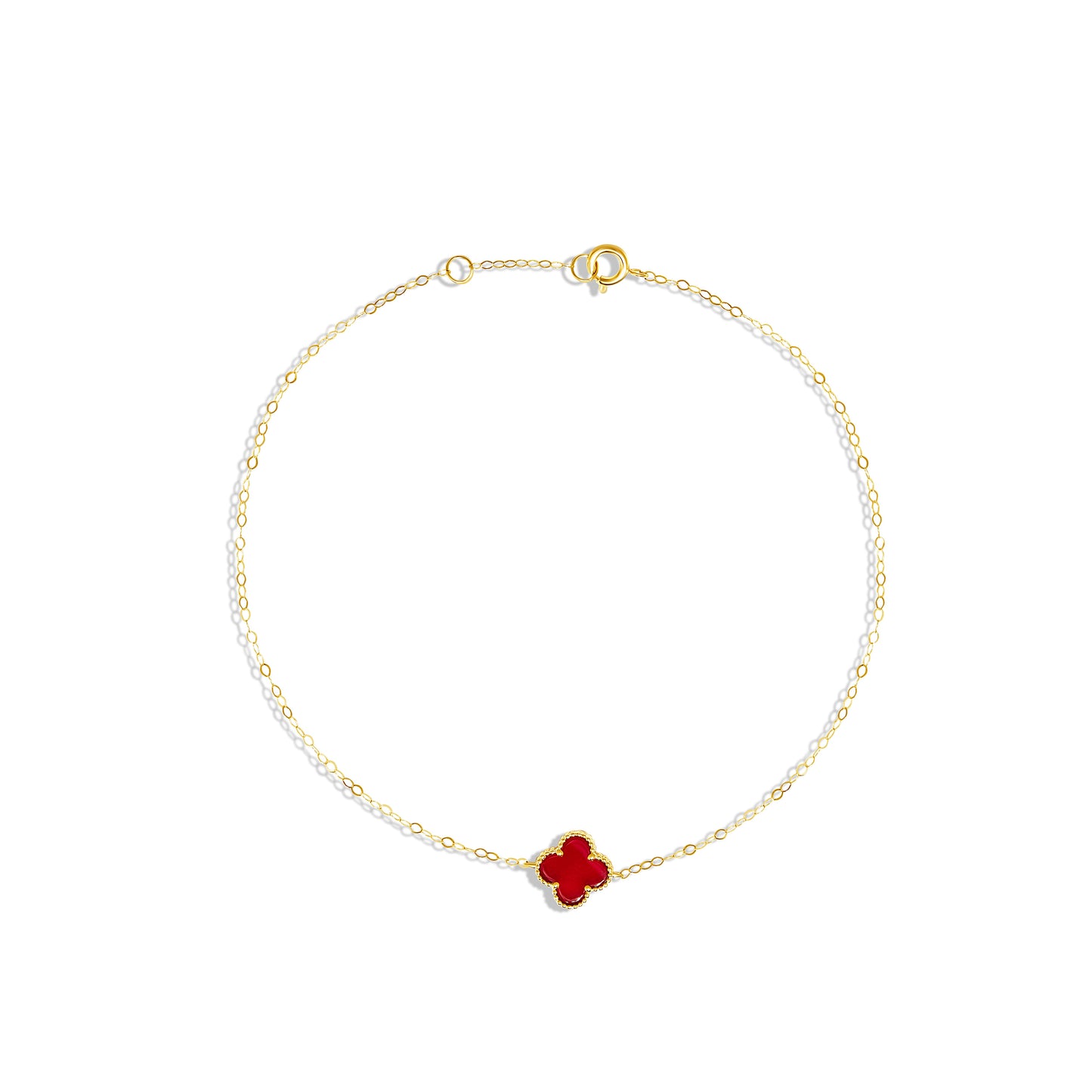 18K Pure Gold V.C Red Flower Bracelet