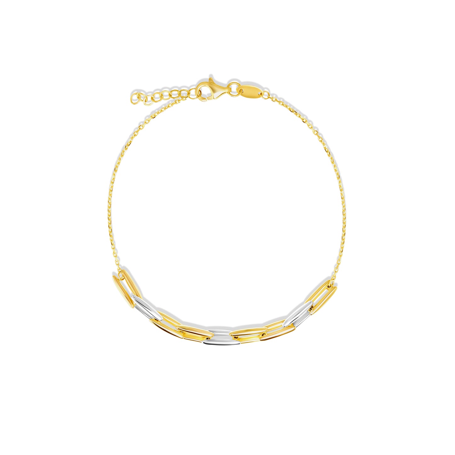 18K Pure Gold 2 Color Adjustable Linked Bracelet