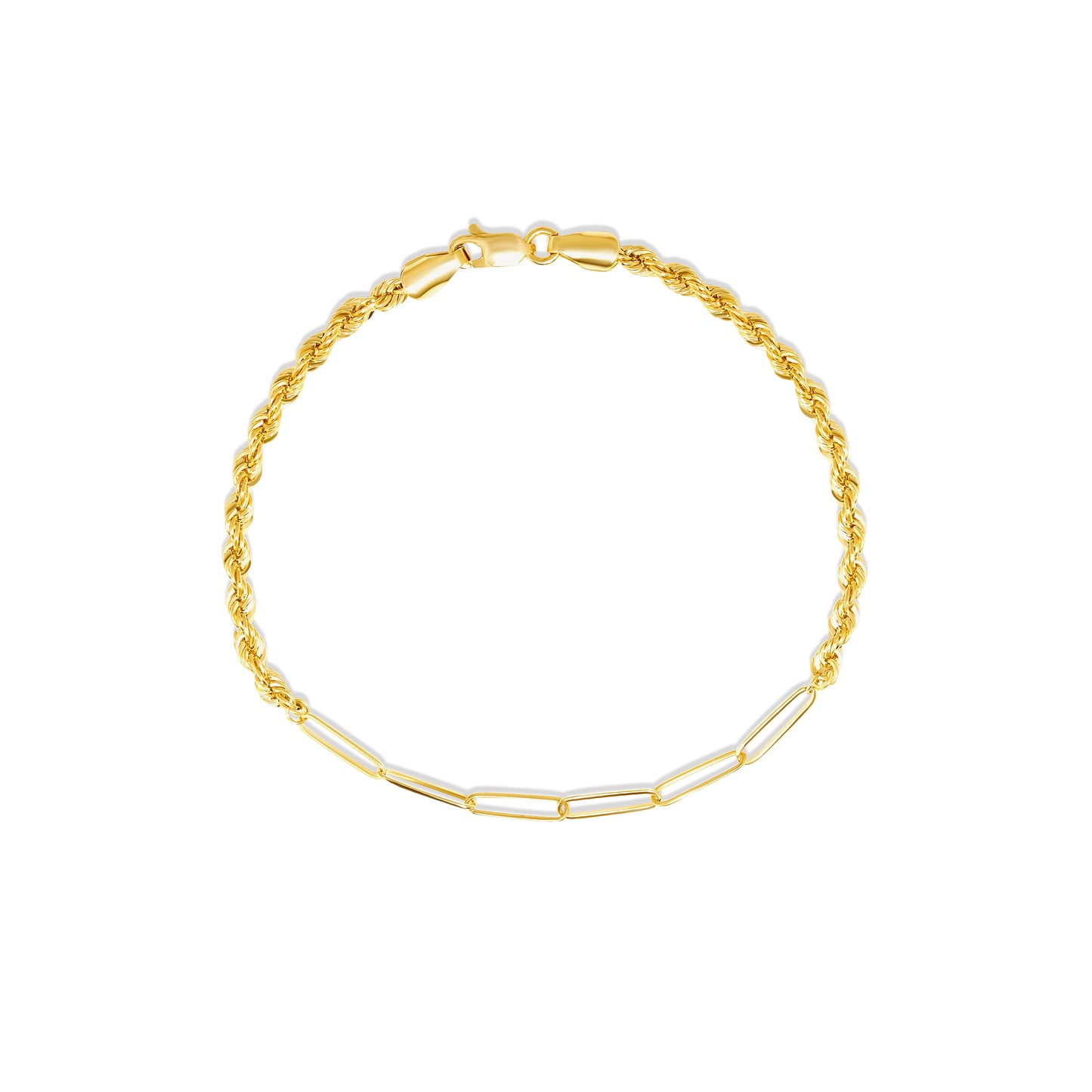 18K Pure Gold Linked Rope Bracelet