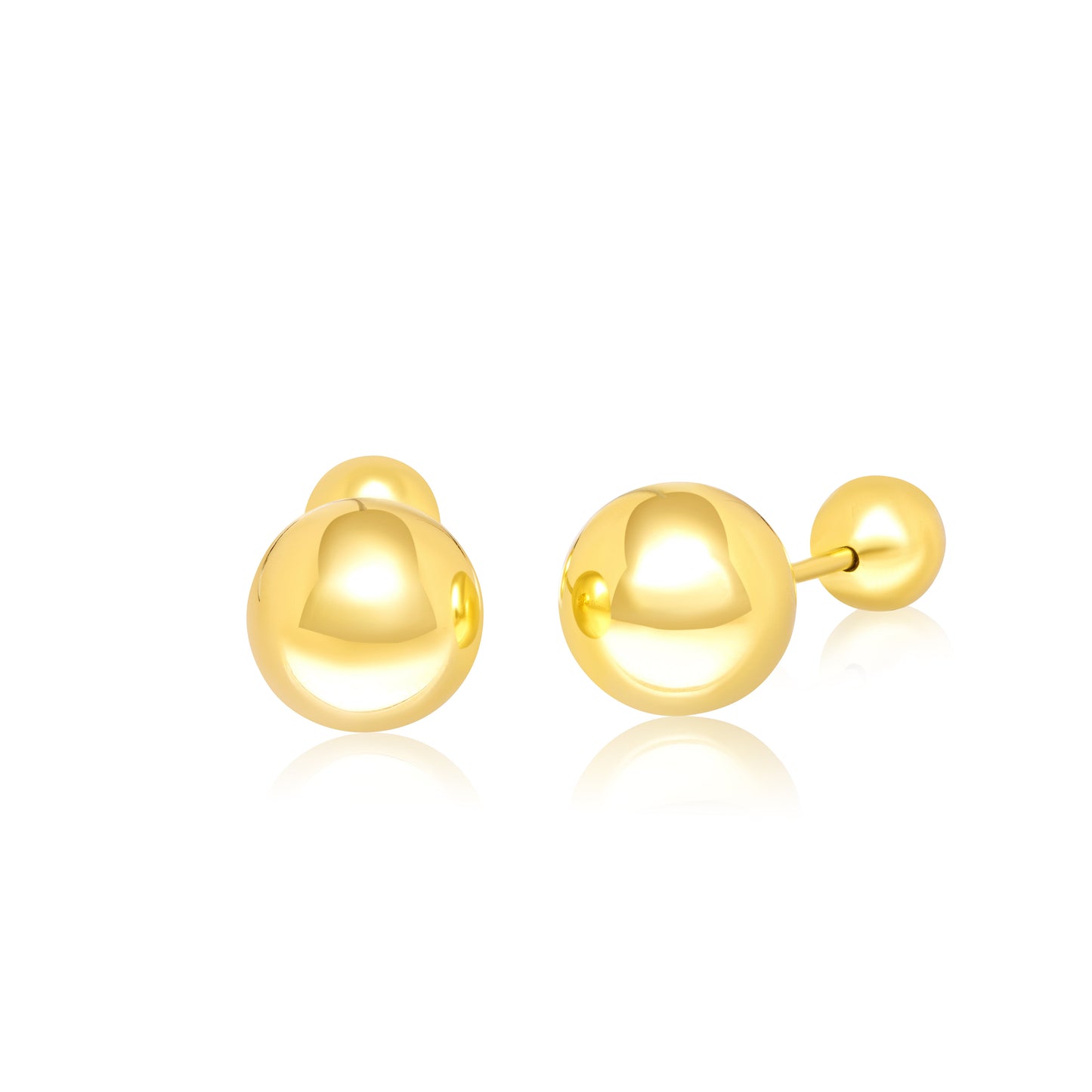 18K Pure Gold Ball Earring Set