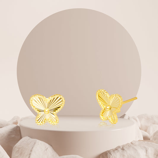18K Pure Gold Butterfly Earring Set