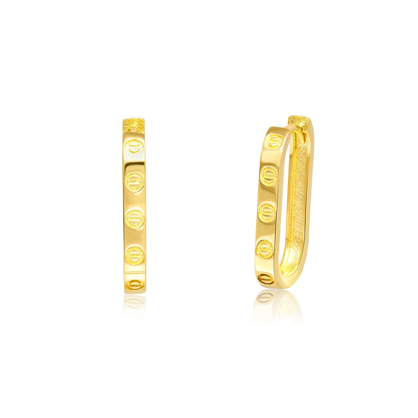 18K Pure Gold Square Earring Set