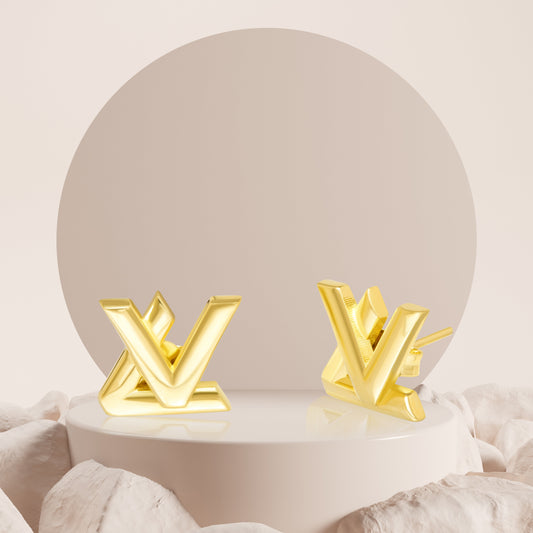 18K Pure Gold L.V Earring Set